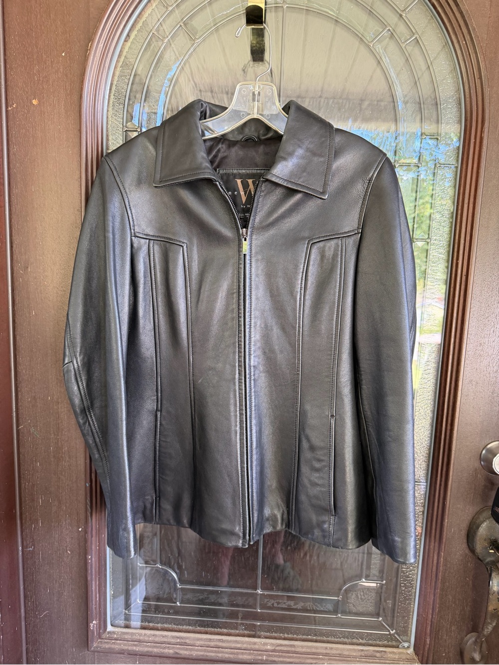 Women's Black Leather Bomber Jacket - Classic Zip Front